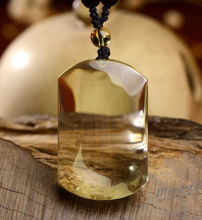 mardotg黄水晶无事牌吊坠男士本命年平安无事护身符项链挂件男女生日