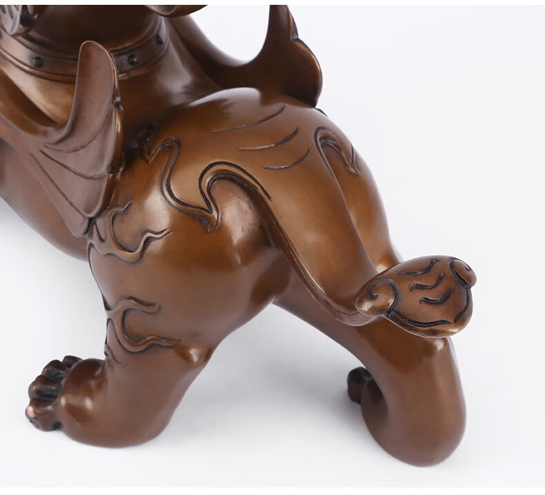 玺翰雅紫铜如意貔貅摆件一对玄关客厅办公室装饰摆设开业礼品工艺品