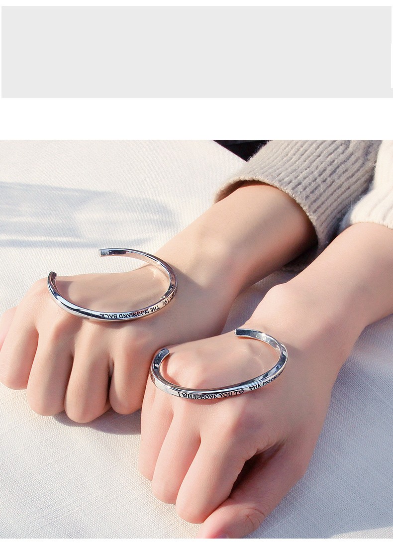 cinhgkiin小ck手镯情侣男女一对英文扭转字母开口冷淡风手环情人节