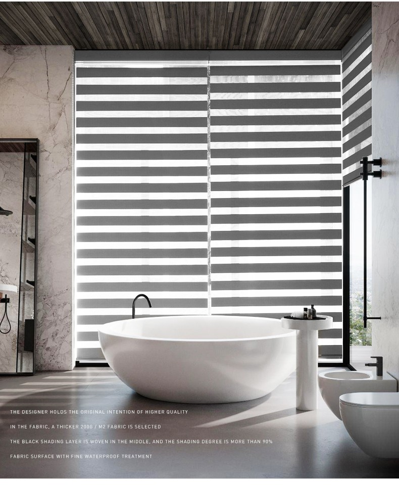 cr9高端五防柔纱帘卷帘双层百叶窗帘遮阳遮光办公室卧室洗手间五防