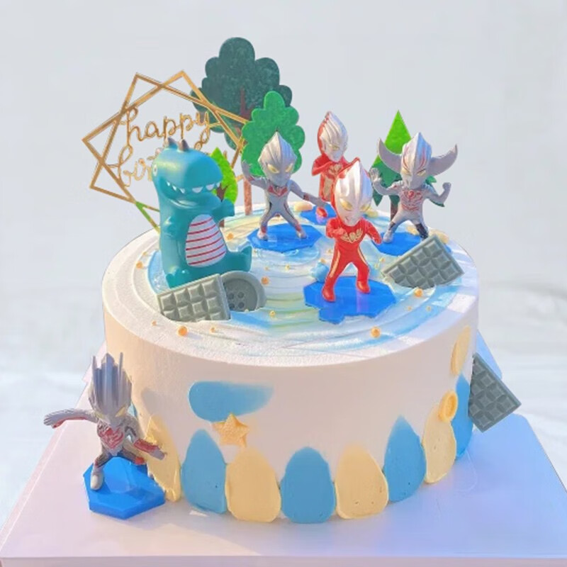 芳茗萃新鲜儿童生日蛋糕奥特曼系列玩偶创意卡通送男孩女孩情景蛋糕