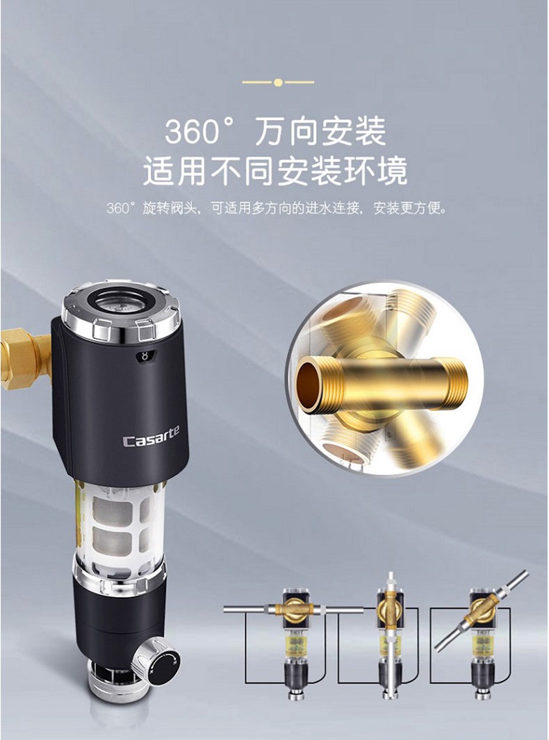 高端卡萨帝海尔haier前置过滤器净水器家用万向免拆洗反冲洗全屋净水