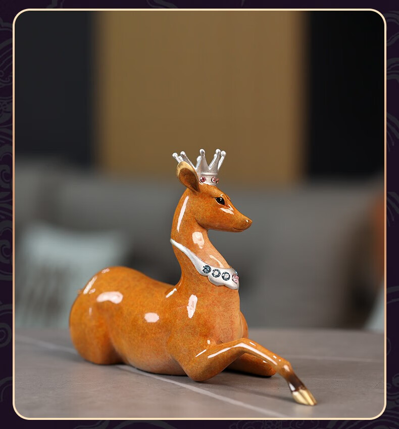 卓正纯铜梅花鹿摆件一对客厅玄关装饰品办公室桌面工艺品开业乔迁礼品