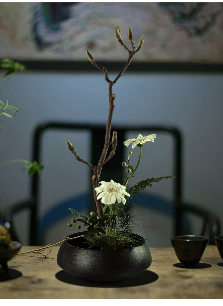 晟玉轩剑山插花器花插日式插花底座器皿禅意中式花盆花器复古陶瓷中式