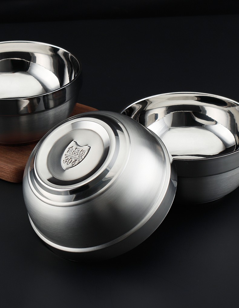 沉潜飞动304不锈钢碗面碗家用饭碗成人学生餐具食堂碗双层隔热防烫