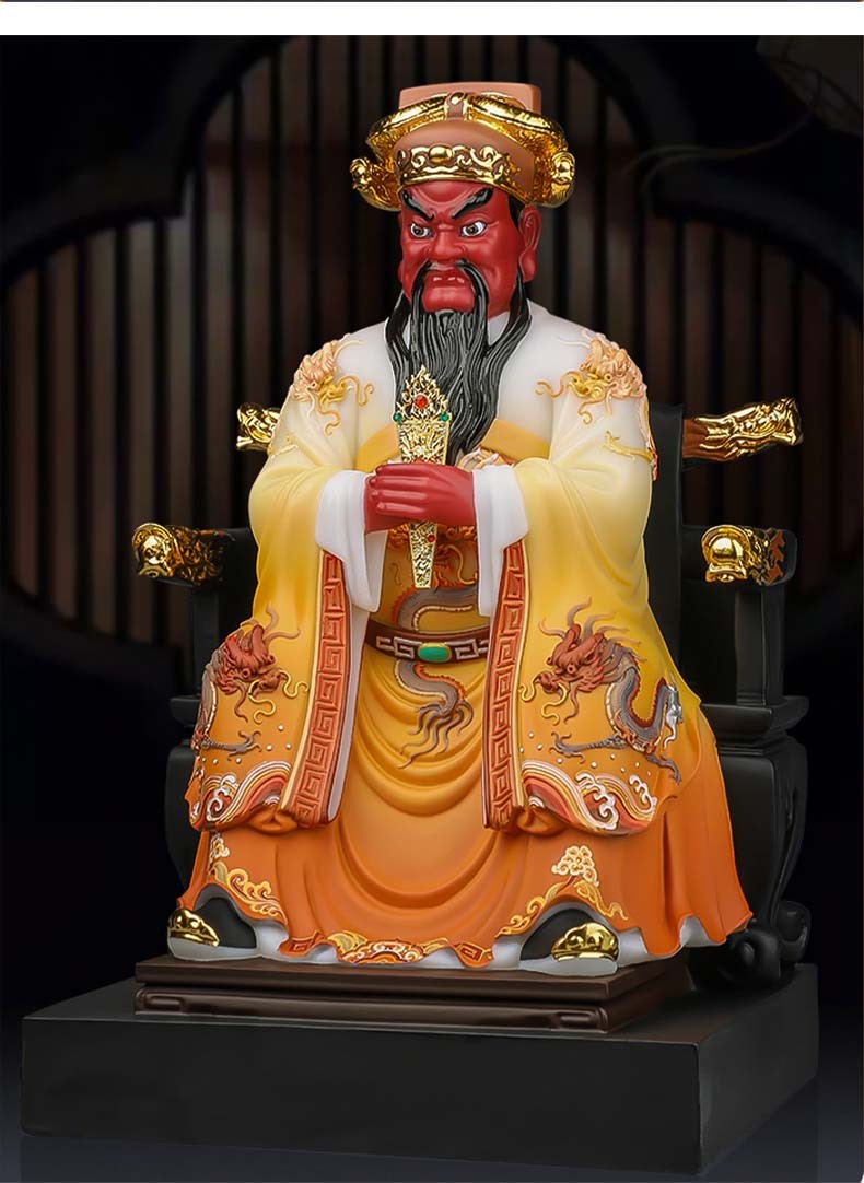 卓正广济龙王菩萨佛像汉白玉描金彩绘龙王五台山龙五爷神像摆件居家