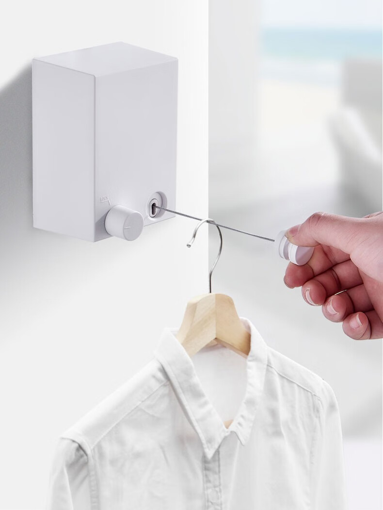 免打孔可伸缩晾衣绳隐形阳台晾衣神器钢丝收缩晒衣绳室内免打孔家用