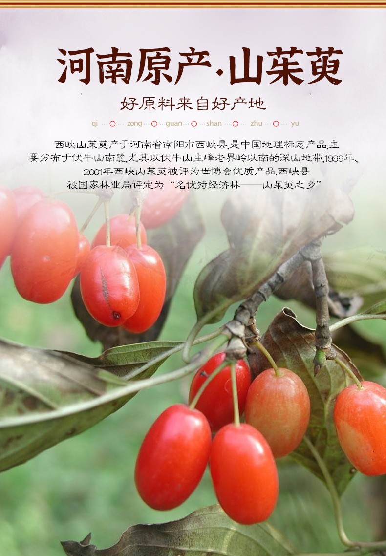 杞总管 山茱萸 250g 养生茶饮 优选西峡山茱萸去核干果山茱萸果肉 山