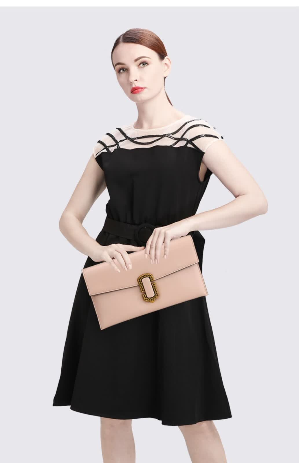 欧秀莉品牌真皮大容量手拿包女时尚气质奢侈品牛皮单肩包名媛宴会手包