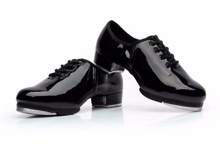 功斌踢踏舞鞋男女款儿童款软底少儿踢踏舞蹈鞋女系带红亮革成人男款t