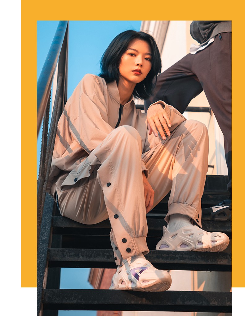 匹克态极洞洞鞋凉鞋女2022夏季新款潮流时尚百搭鞋子拖鞋 米白/浅紫