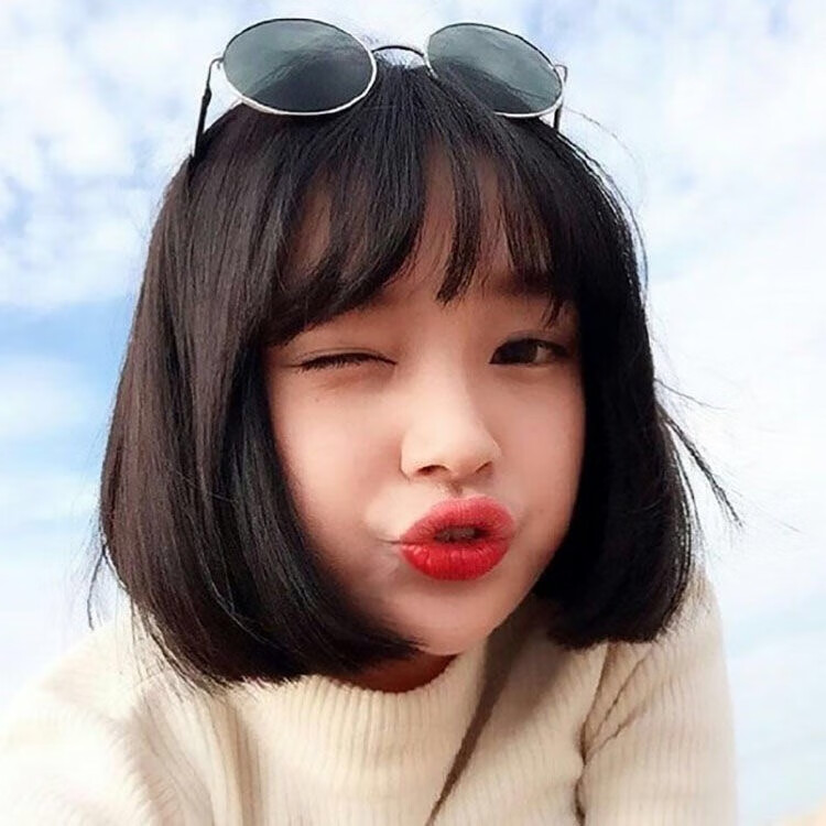 bybrana假发女短发bobo头蓬松自然空气刘海可爱修圆脸锁骨学生假发套