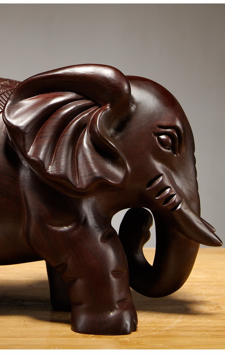 春墨辰韵黑檀木大象摆件实木雕刻红木家居玄关办公室装饰摆设工艺品