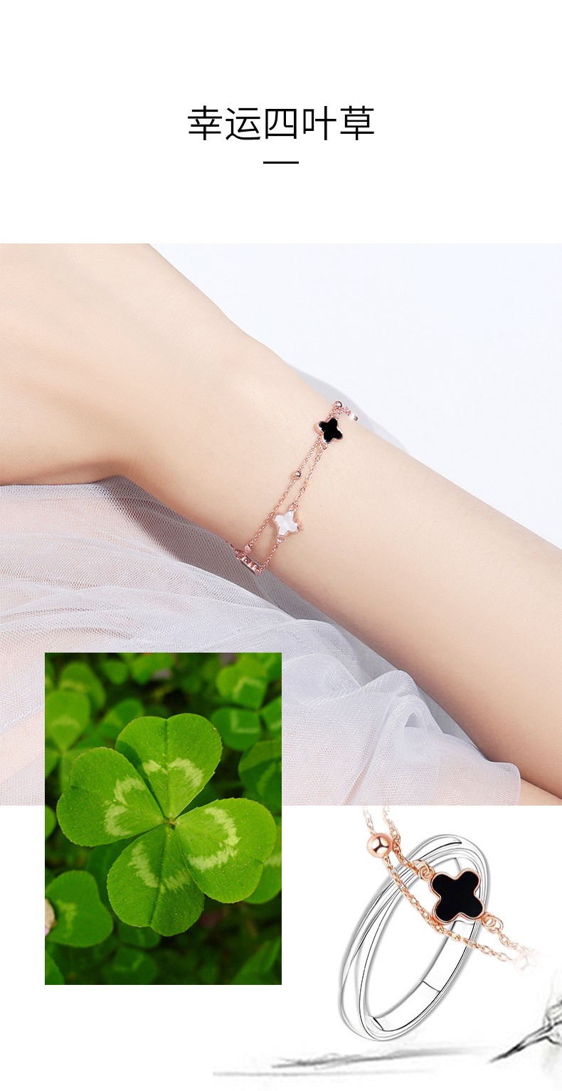 送证书deeliz925银四叶草手链女老婆女生闺蜜女朋友生日礼物女情人节