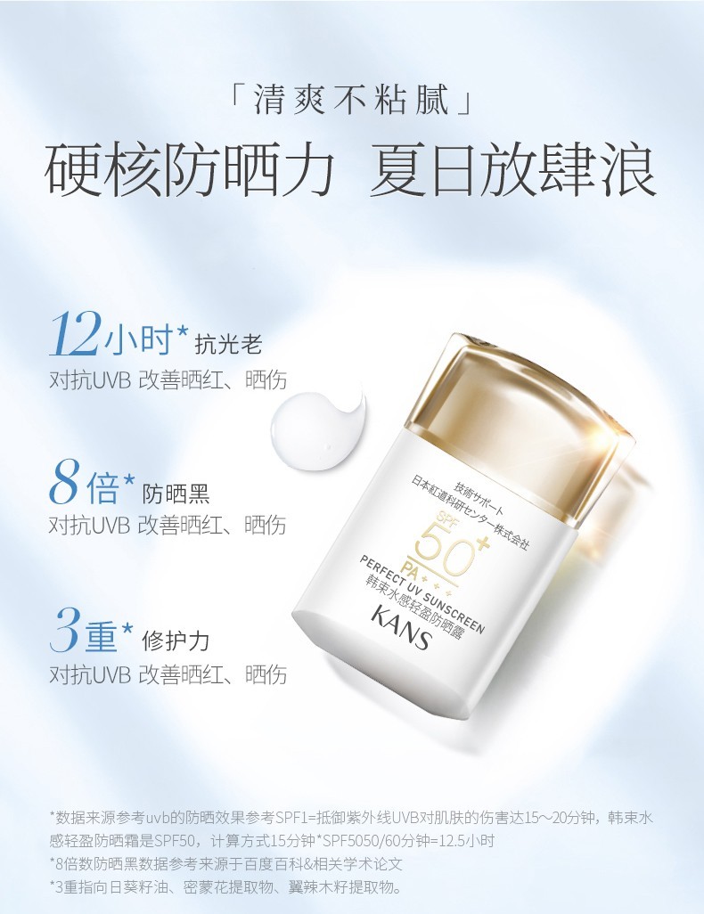 韩束防晒霜面部防晒隔离清爽不油腻学生专用防晒露spf50pa新款水感