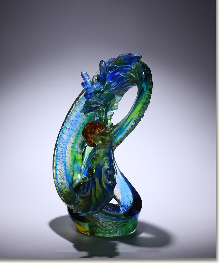 至品诚古法琉璃双龙戏珠摆件轻奢艺术品工艺品别墅高级轻奢高档客厅