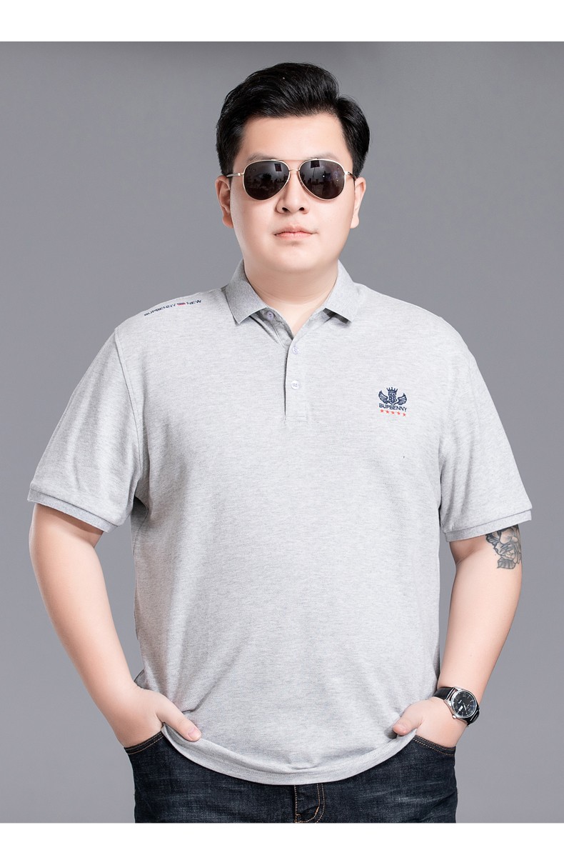 胖大潮大码男装胖子翻领t恤男短袖加肥加大polo衫特大号纯棉宽松肥佬