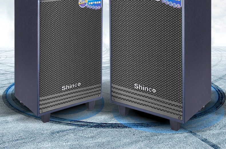 新科shinco广场舞音响声卡直播木质三分频音箱带无线话筒唱歌移动拉杆