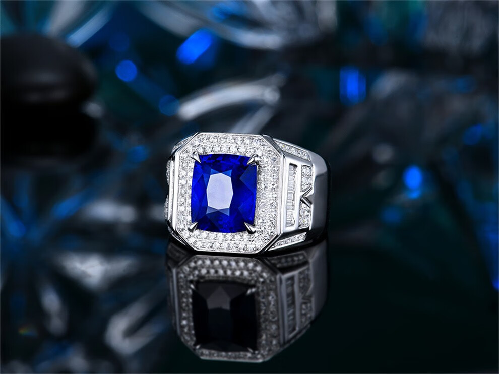 墨辰珠宝 斯里兰卡皇家蓝蓝宝石戒指 彩色宝石 18k金镶嵌 裸石重量4.