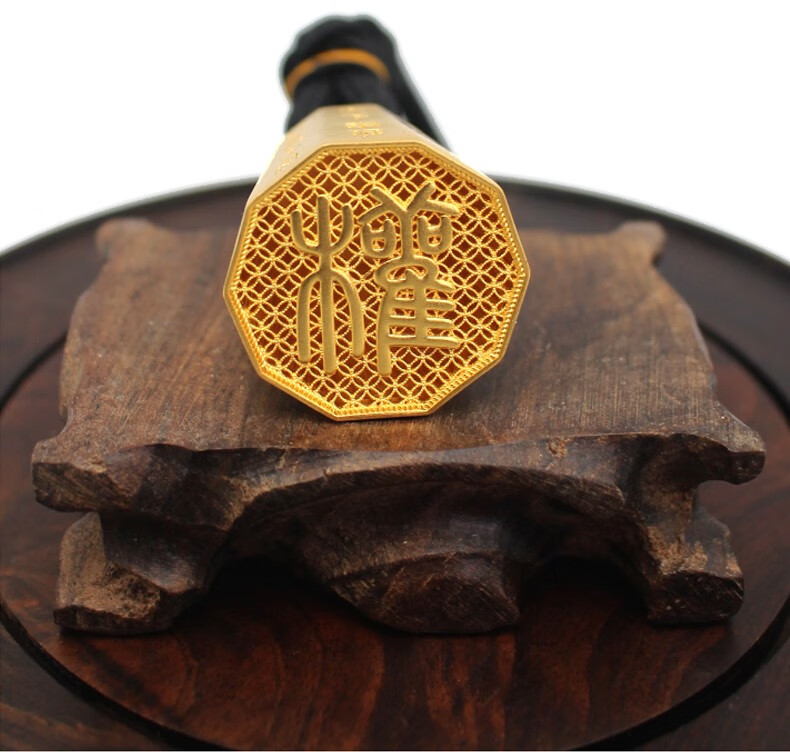 9古法秦权镇纸黄金摆件金秤砣坠子 传承系列金首饰 竹大福 100.