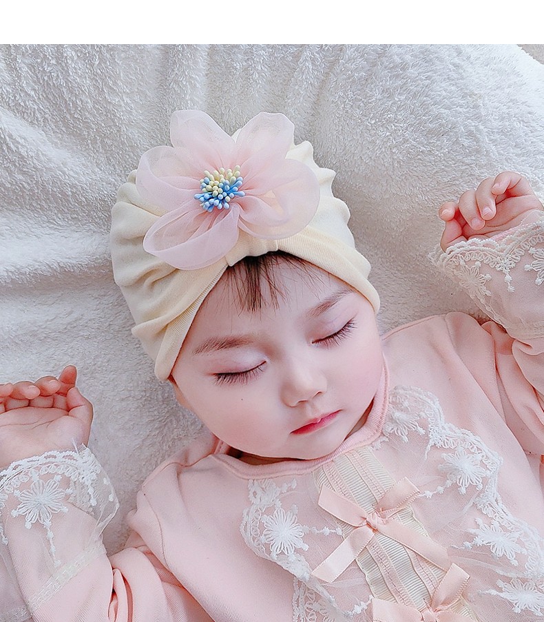 贝娜茜婴儿帽子春秋薄款女宝宝可爱超萌印度帽新生儿胎帽春季婴幼儿