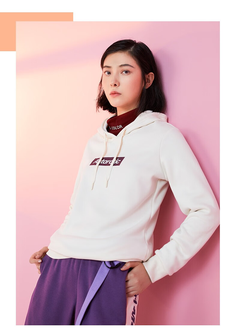 安踏卫衣女士加绒运动连帽卫衣衫休闲运动2020秋季新品舒适针织套头