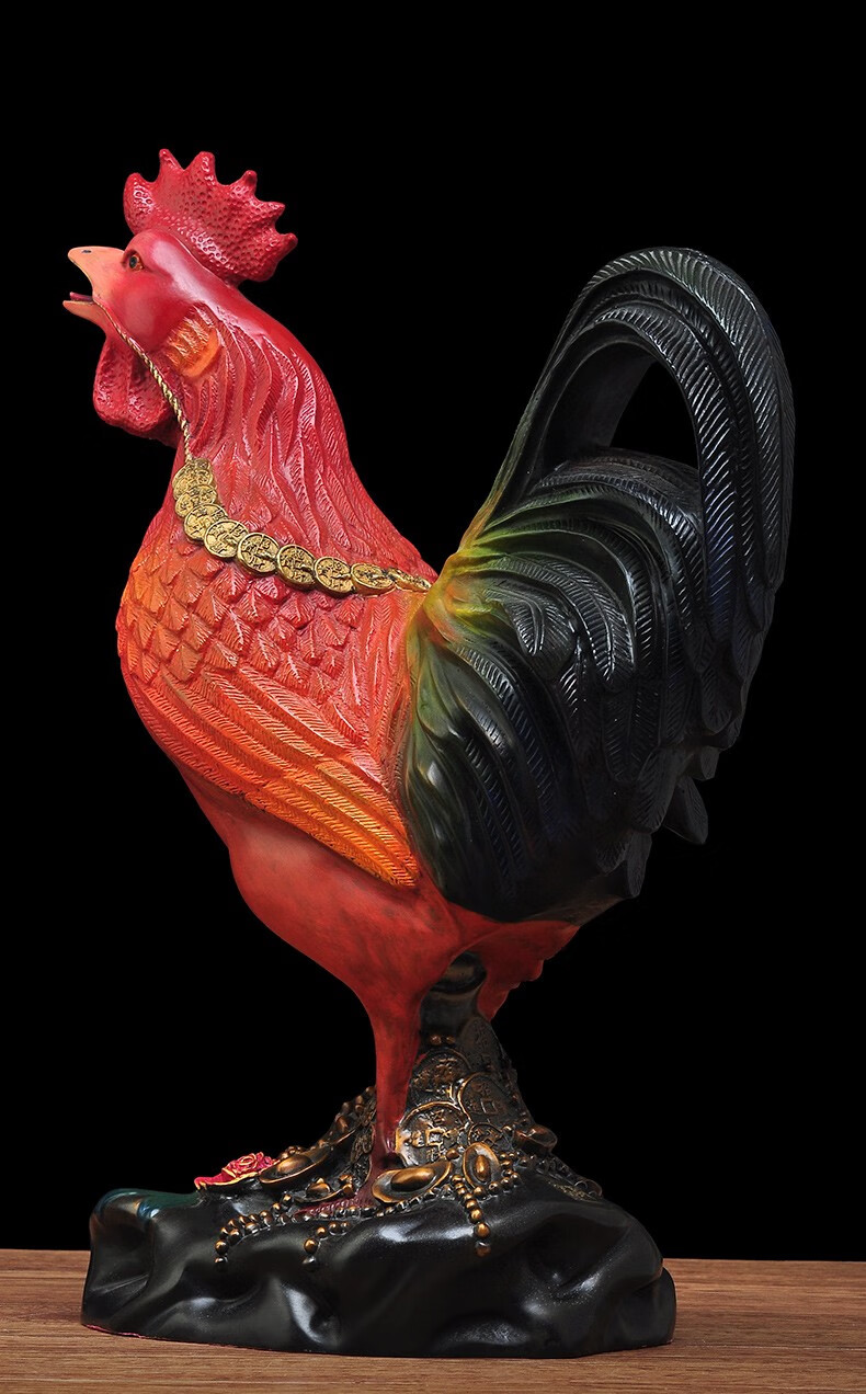 家居卧室玄关装饰品招财客厅工艺礼品多彩10119寸高温彩铜招财鸡wf