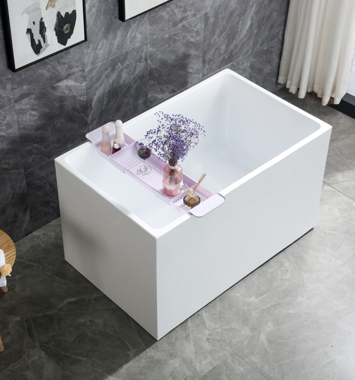 小户型亚克力浴缸成人家用浴缸加深坐泡一体可移动独立沐浴缸09m有座