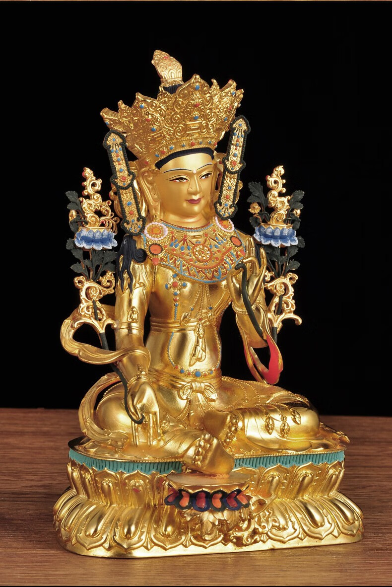 卓正 绿度母铜摆件佛像绿度母像尼泊尔密宗多罗观音菩萨佛堂公司开业