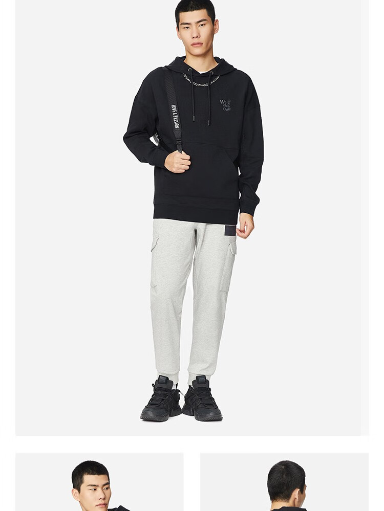 李宁卫衣男2022新品韦德系列宽松套头连帽休闲服官方旗舰网awds113花