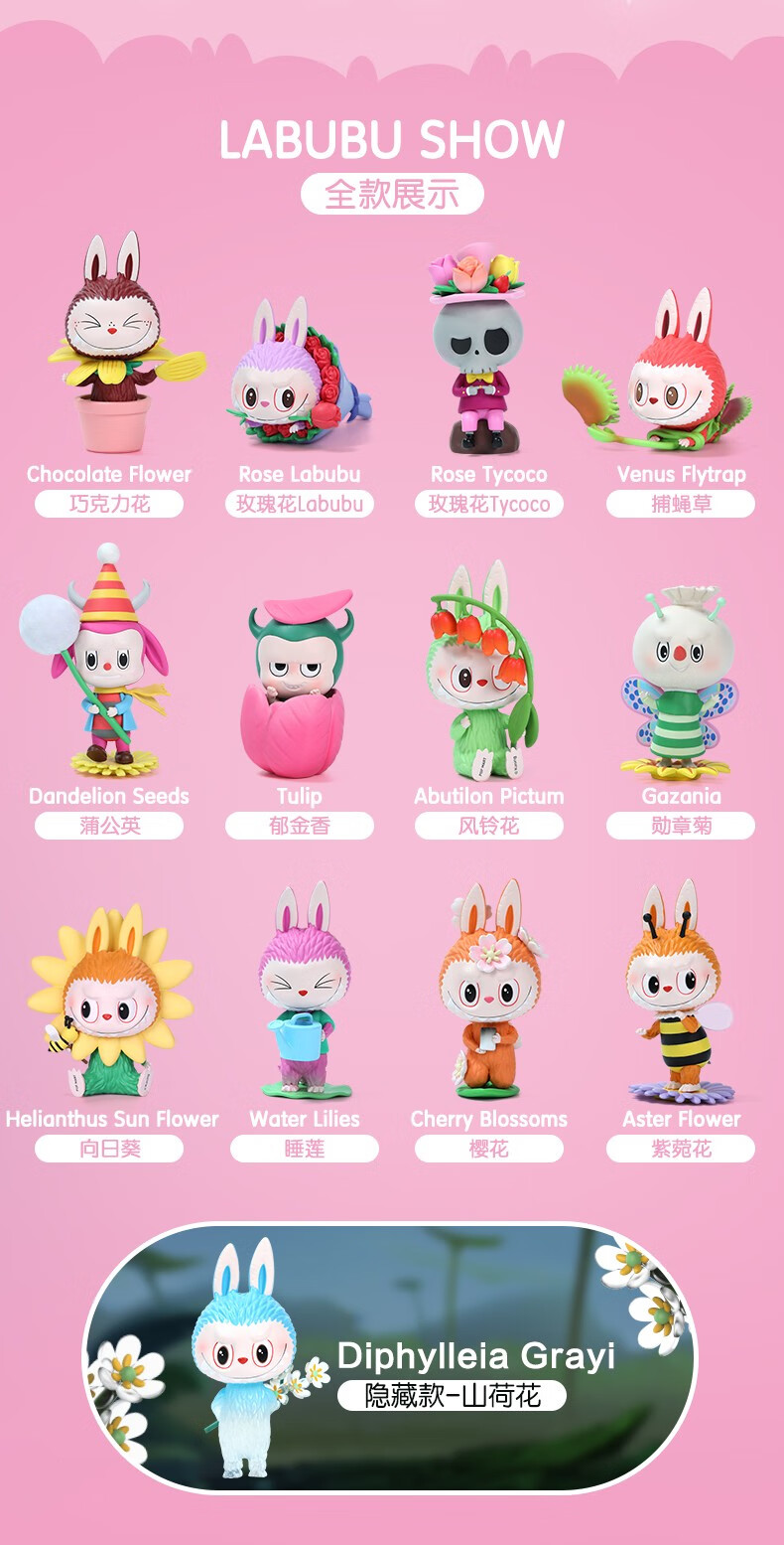 labubu花之精灵系列拉布布手办公仔娃娃指定款确认款郁金香