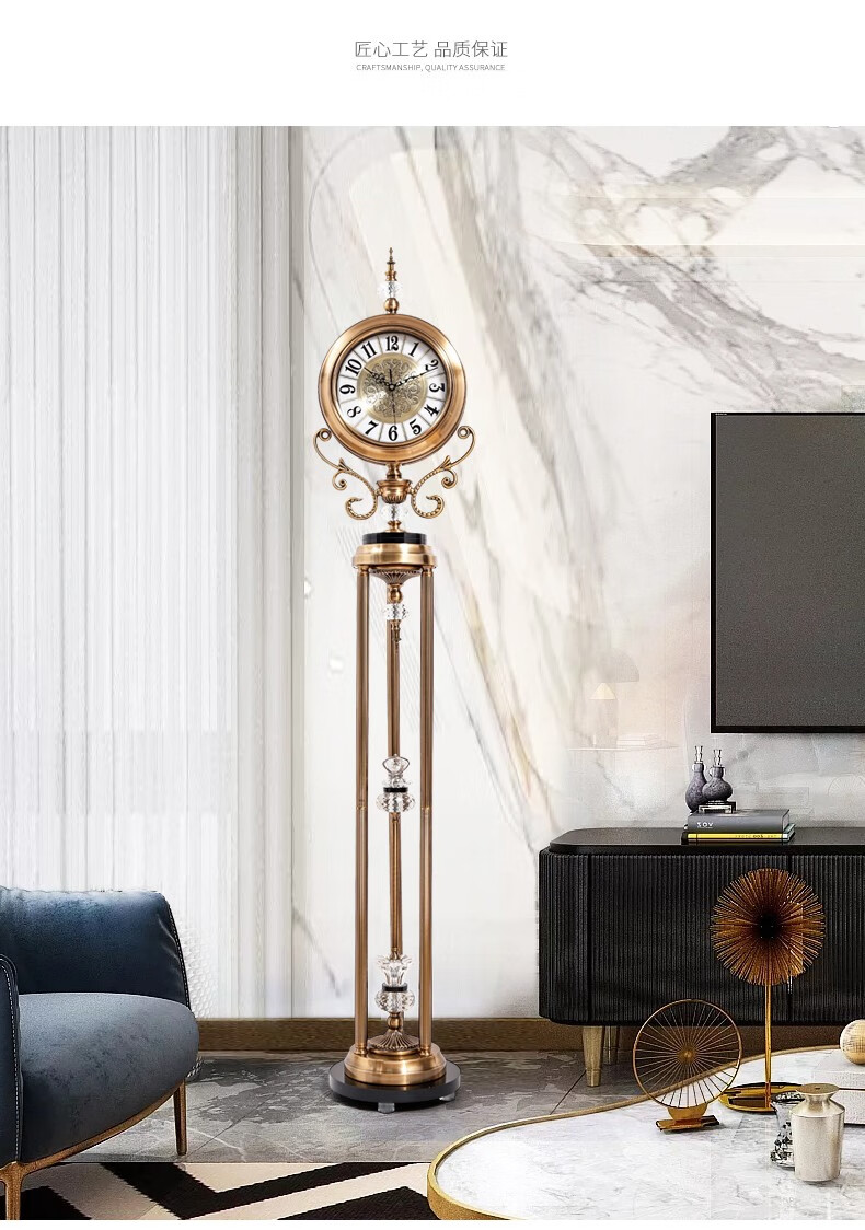 尘客 轻奢欧式钟表摆件落地座钟客厅立式钟表时钟大摆钟美式家居装饰