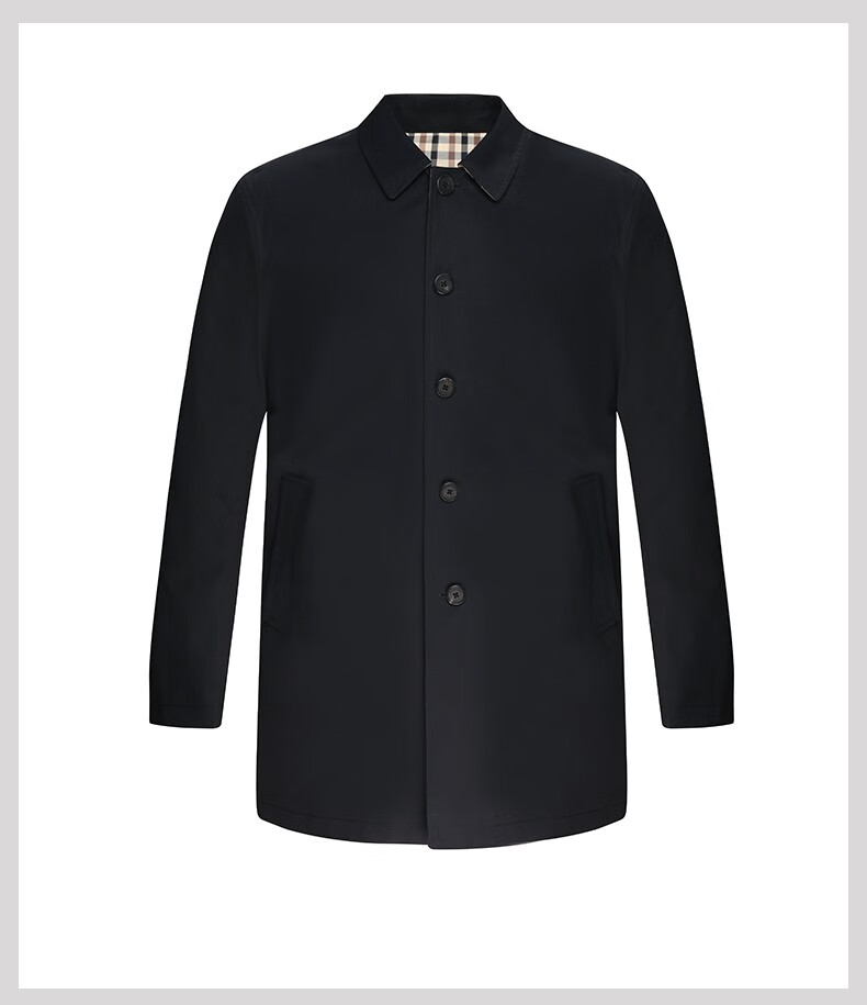 aquascutum雅格狮丹2022春夏新品男士纯棉单排扣风衣中长款休闲外套