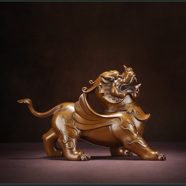 玺翰雅紫铜如意貔貅摆件一对玄关客厅办公室装饰摆设开业礼品工艺品