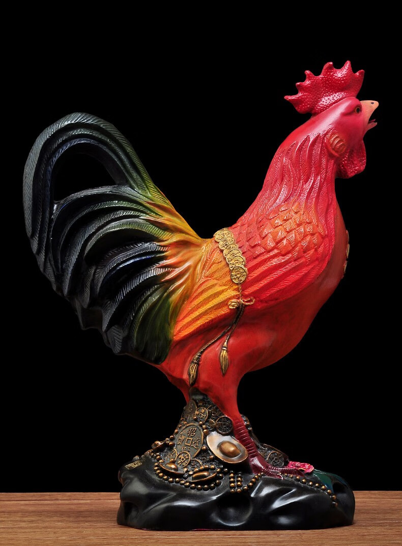 彩铜鸡摆件大吉大利公鸡风水家居卧室玄关装饰品招财客厅工艺礼品多彩