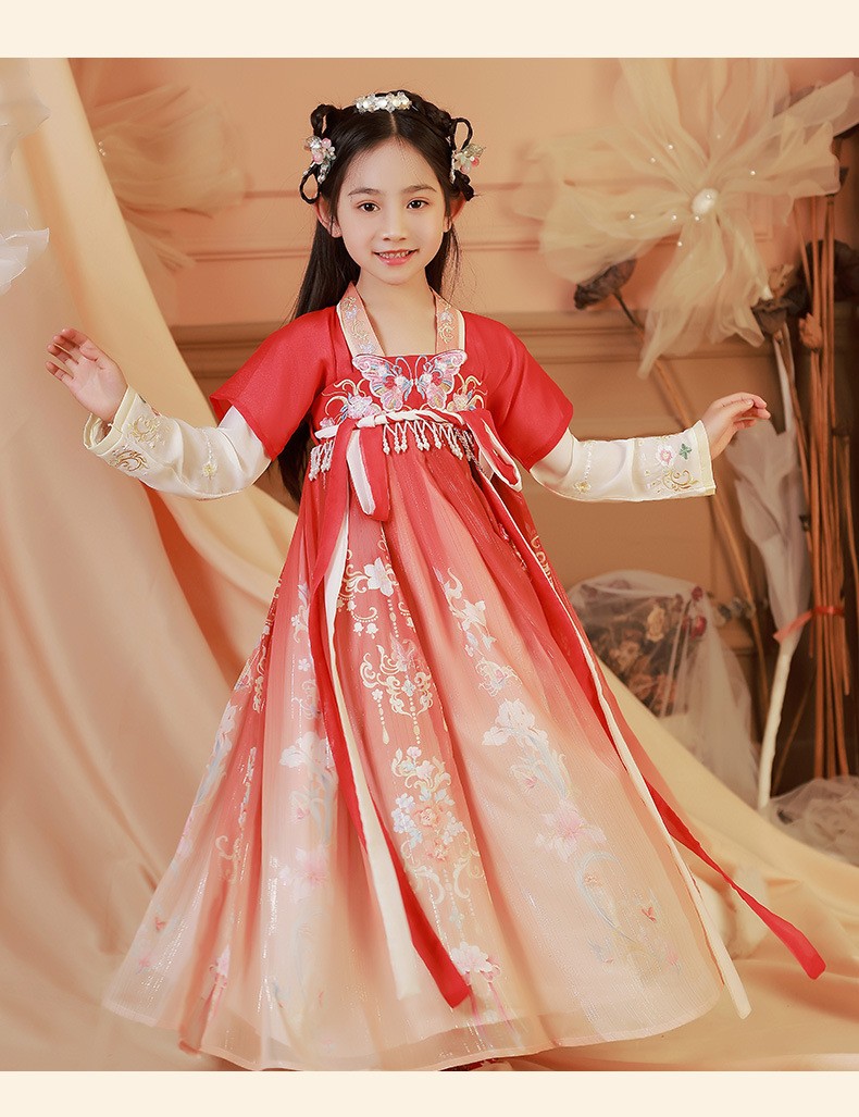 storybrooke蝴蝶中小学生67891012岁女童古装汉服儿童古装连衣裙中大