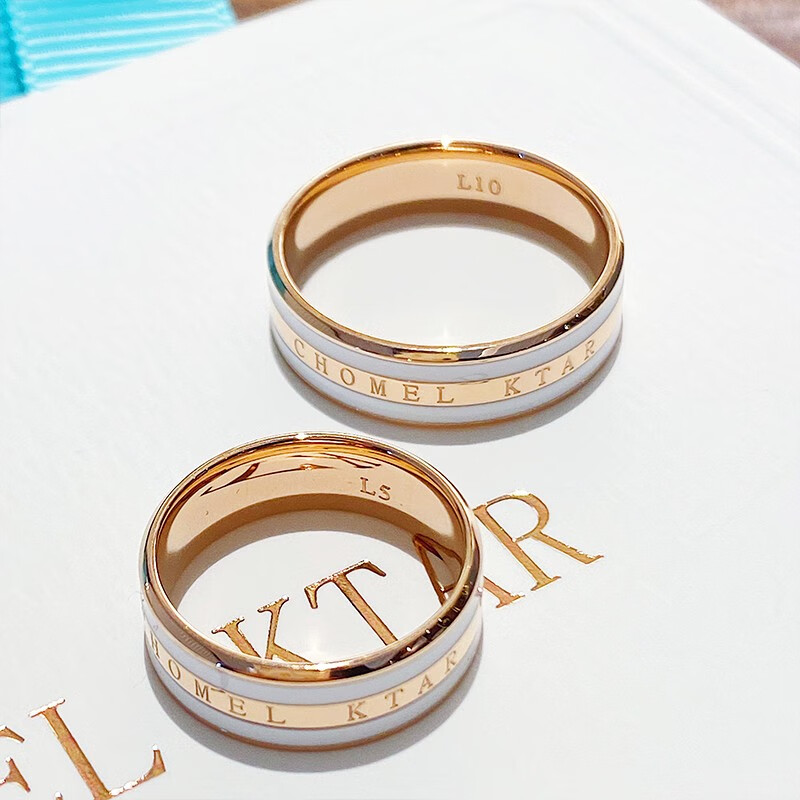 ck旗舰官方店情侣戒指一对男女双色可刻字对戒小众冷淡风七夕情人节