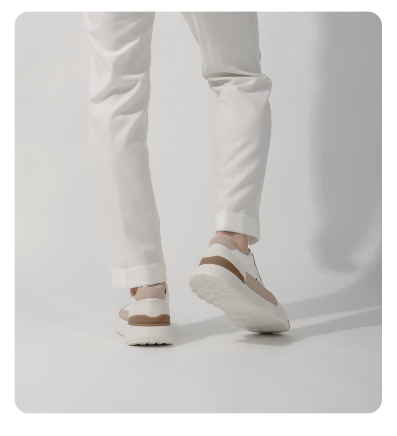 anthony miles新款头层牛皮运动休闲鞋百搭松糕厚底时尚潮流男鞋 黑色