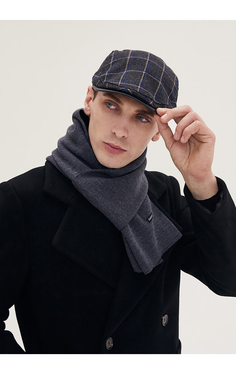 帽子男韩版时尚侦探帽英伦复古格纹文艺报童帽休闲0057 灰蓝格 中号57