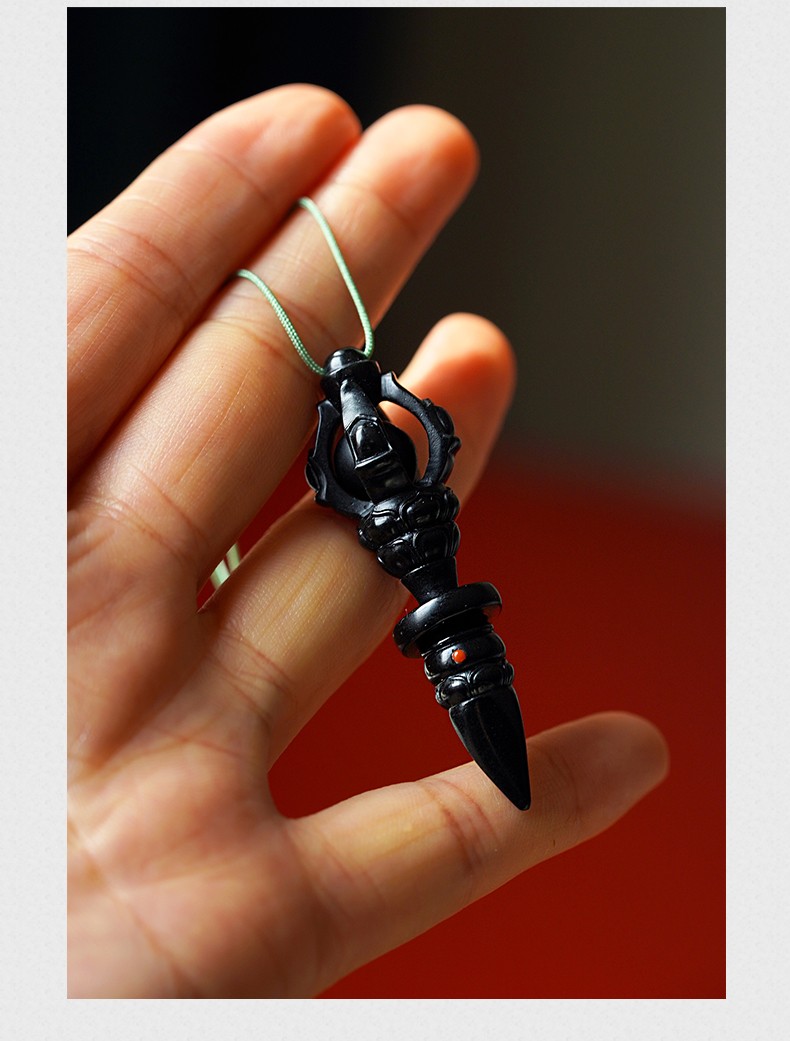 嘉保玉天然和田玉吊坠青玉金刚杵挂件降魔杵玉坠男女款礼物金刚杵挂件