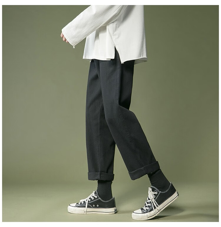 mr25美式oversize裤子高街ins潮牌军绿色牛仔裤宽松坠感男裤直筒9分裤