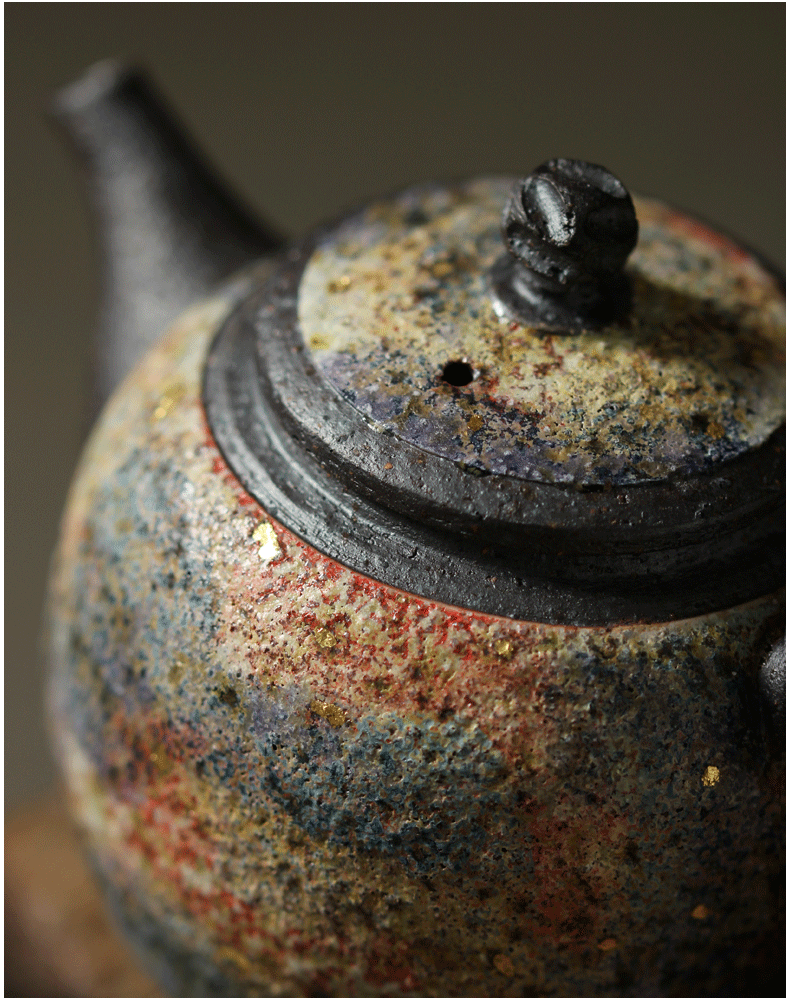 汉宫日式岩矿茶壶大师高越纯手工铁胎泡茶器家用功夫茶具创意球孔单壶