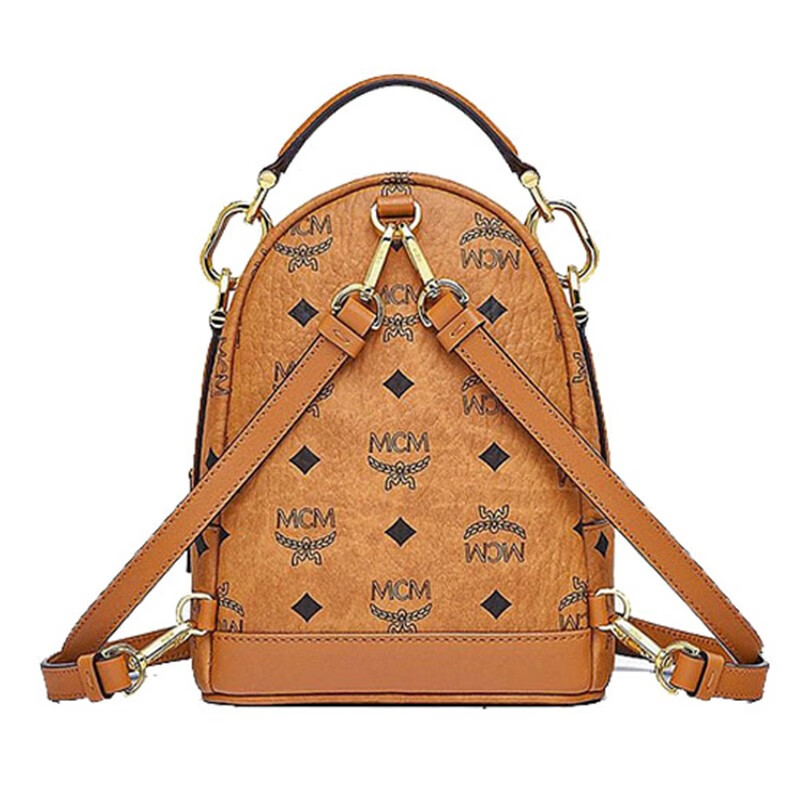 mcm女包经典款女士经典印花休闲百搭迷你双肩包背包干邑色mwkbspa01co