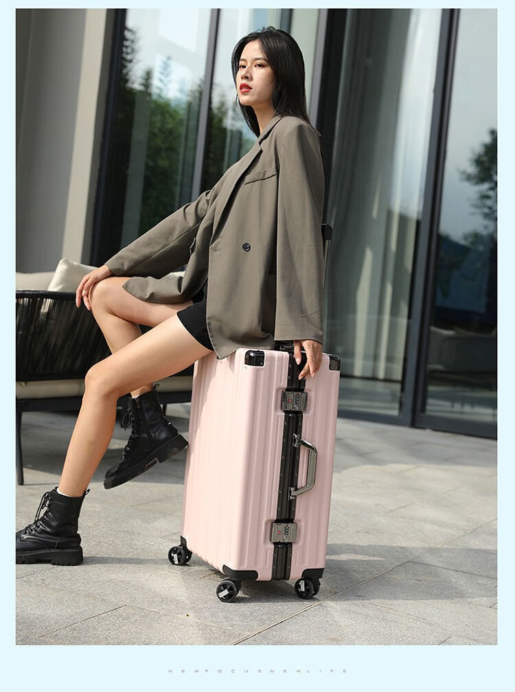 索莱曼高颜值行李箱女学生密码皮箱子糖果色20英寸铝框拉杆箱男大容量