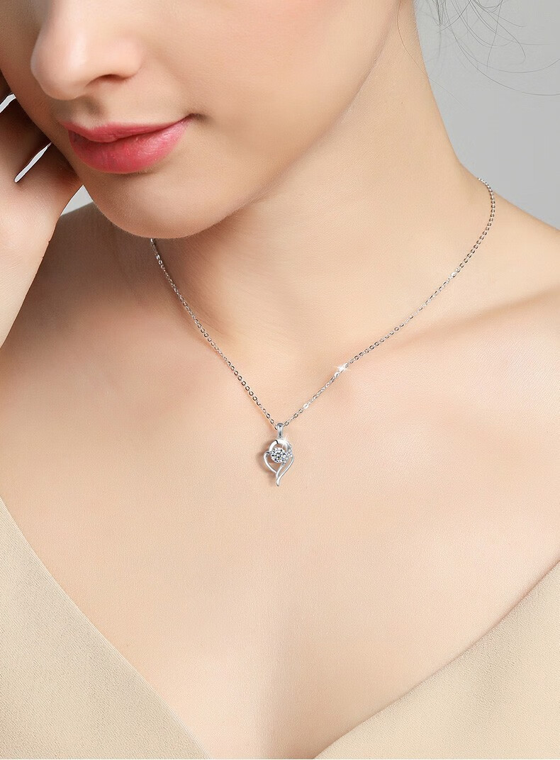 法卡曼铂金项链女士pt950白金钻石吊坠520礼物送女友老婆海洋之心锁骨