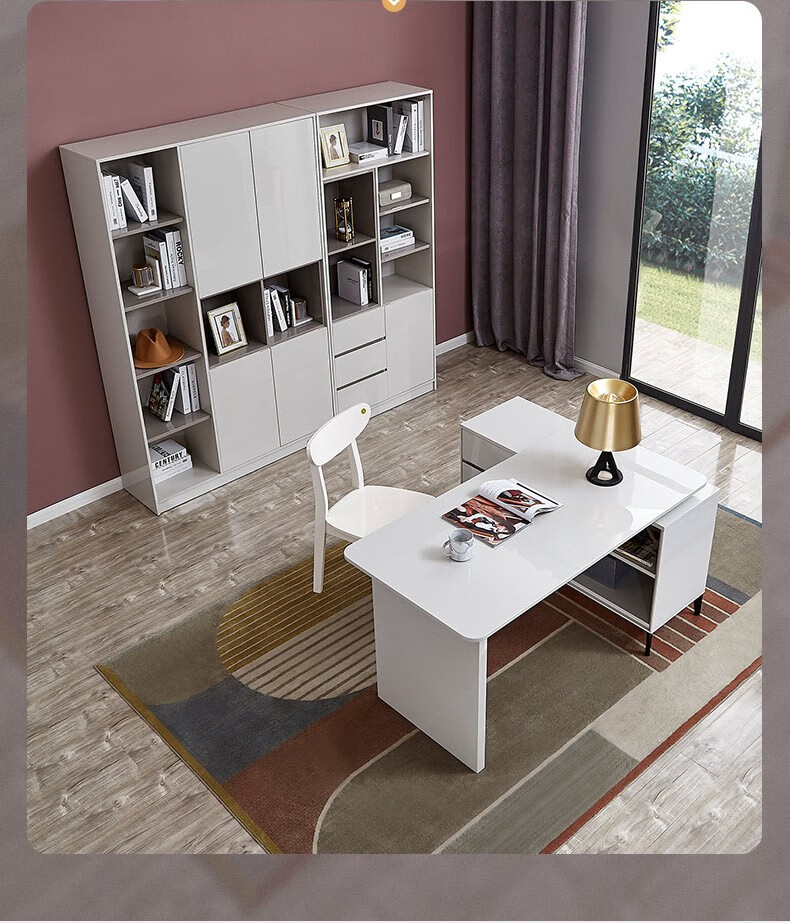 全友家居 书桌书柜组合 现代简约多功能储物办公写字桌 电脑学习桌