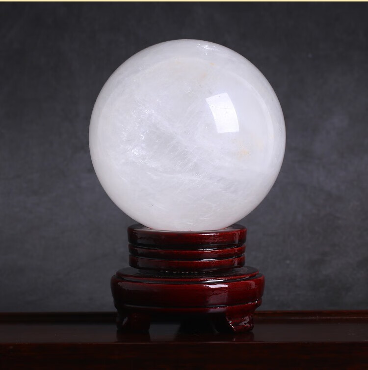 双美蒂天然白水晶球摆件方解石球风水摆件水晶石招财办公开业送礼