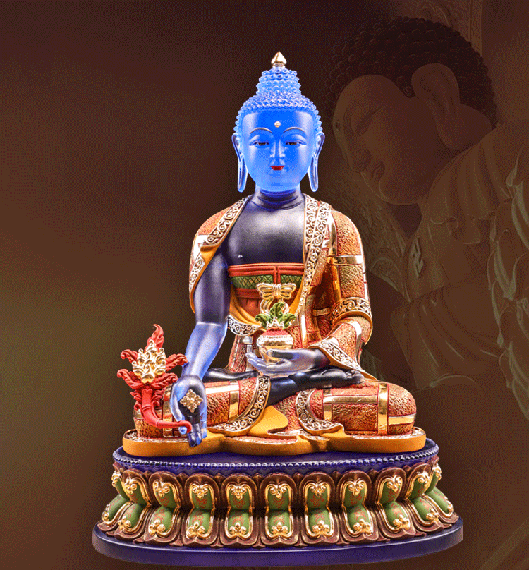 古法琉璃药师佛像供奉客厅摆件密宗七佛家用佛堂药师琉璃光如佛收藏款