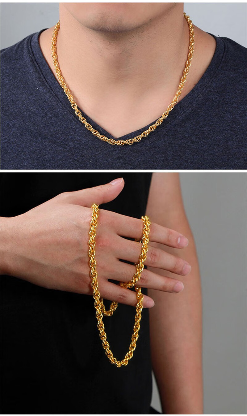 珍珠双环扣男女款黄金项链财大气粗土豪圆泰国项链链长51cm金重2708g