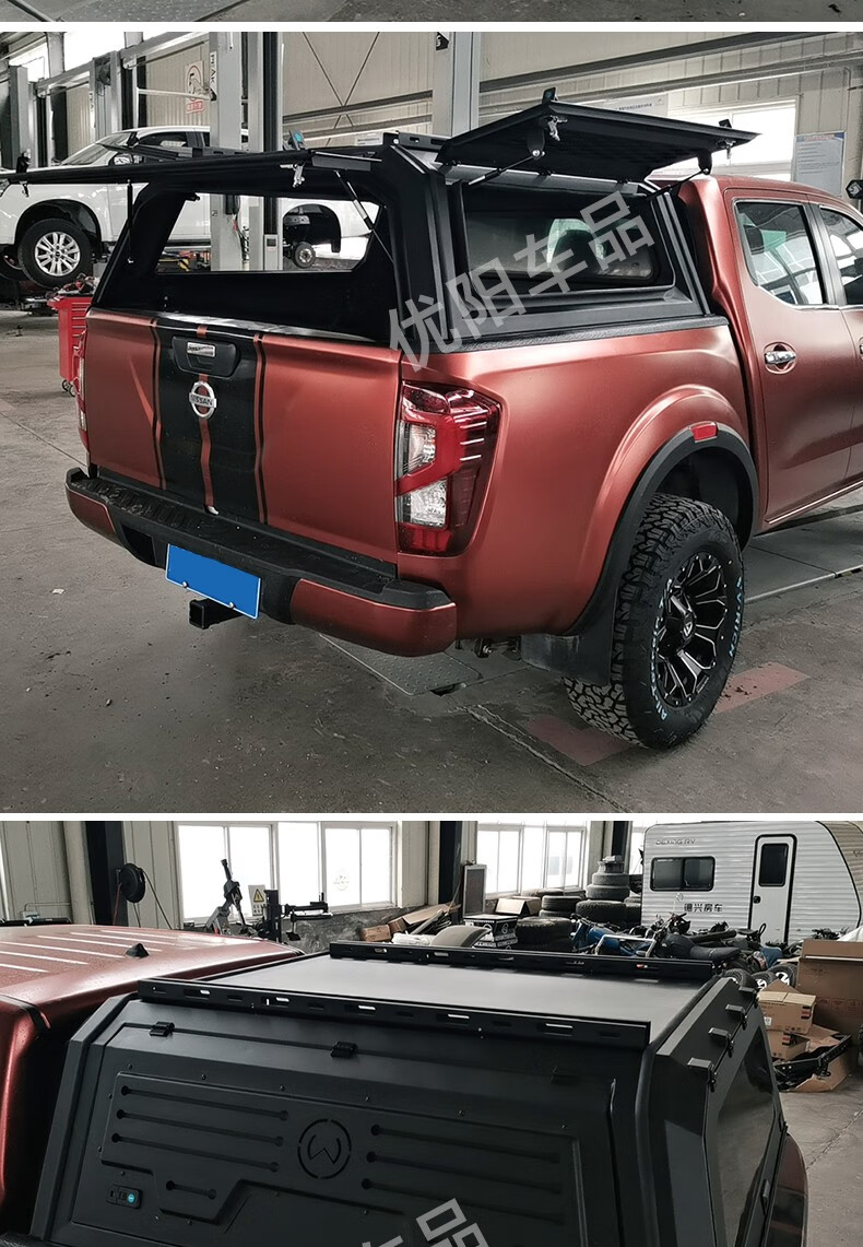 纳瓦拉皮卡后盖三开门带锁黑色猛钢后箱盖纳瓦拉锐骐6纳瓦拉改装套件